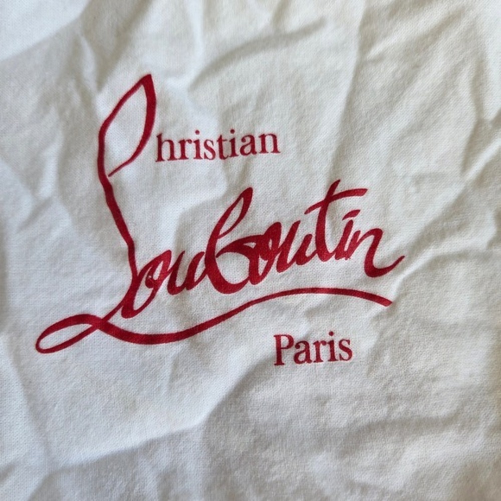 Christian Louboutin Set of 3 White Cotton Shoe Dust Bags Red Logo Drawstring